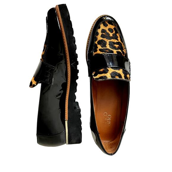 Franco Sarto Women's Platform Loafer Size 9.5 Black Leopard Cheetah Print - Picture 13 of 16